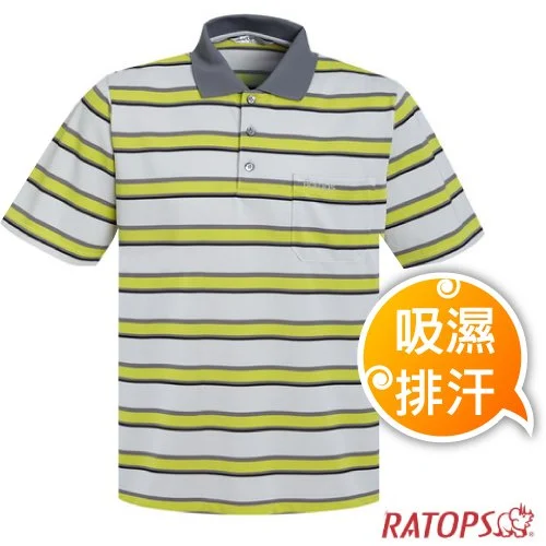 【瑞多仕-RATOPS】男款 COOLMAX 輕量透氣短袖條紋POLO衫.抗UV/DB8947 米灰/霧灰/秋香綠/黑色✿30E010